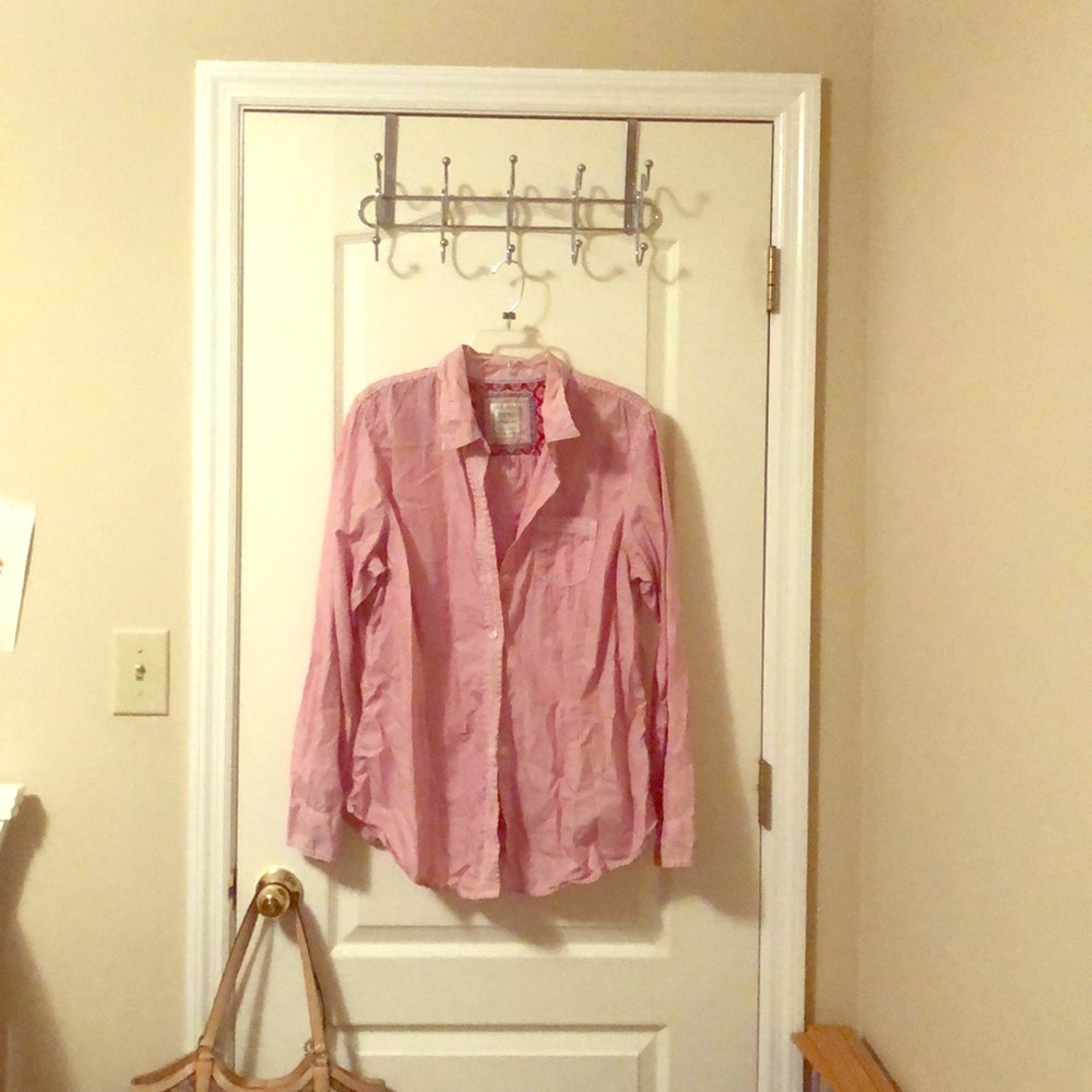 Old Navy red striped button shirt